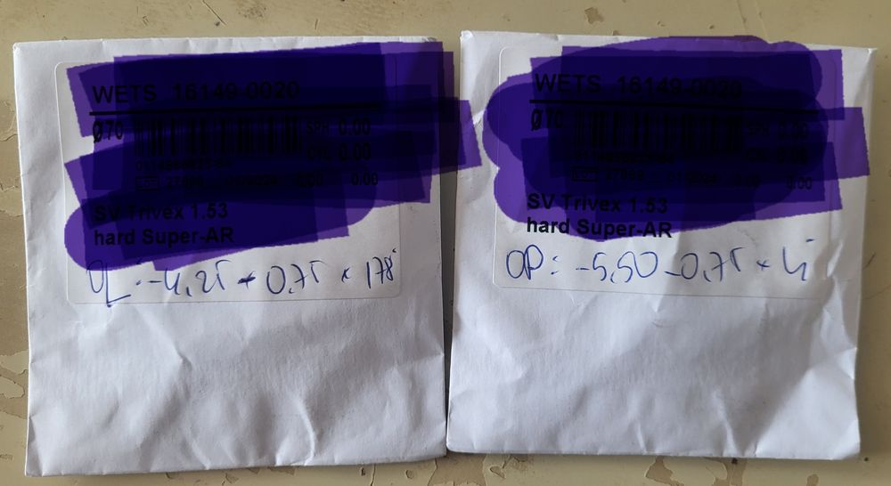 2x Szkła Korekcyjne Minusy