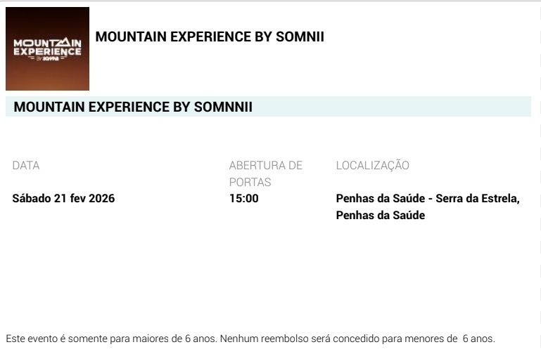 Bilhetes para o evento "Experiência em Montanha do Somnii"