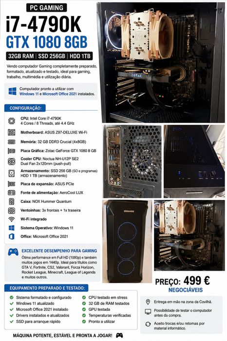 PC Gaming Intel Core i7-4790K / GTX 1080 8GB