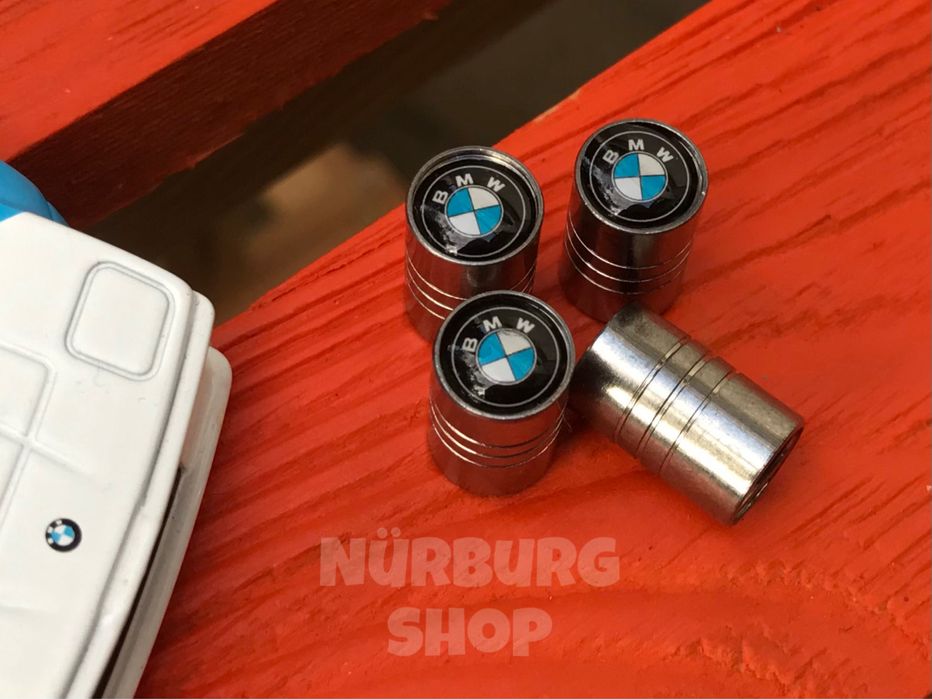 Колпачки на ниппеля золотники с эмблемой BMW М черные серебристые