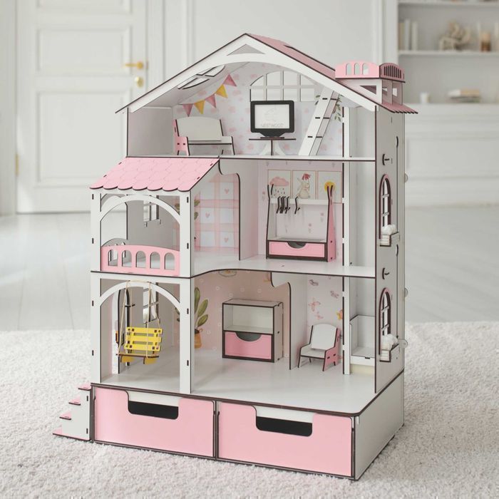 Ляльковий будинок Смарт з ящиками органайзерами +вітальня лол іграшки