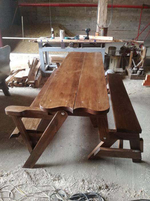 Ławka do ogrodu, stół-ławko, mebel rozkładany, 2w1