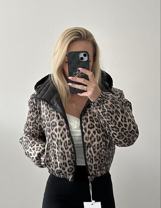 Czarna Kurtka dwustronna, L/XL, kieszenie po dwóch stronach, kaptur od