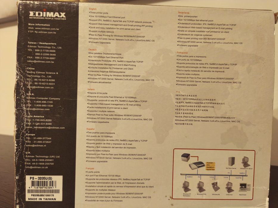 Edimax BR-6104KP Print Server (Novo)