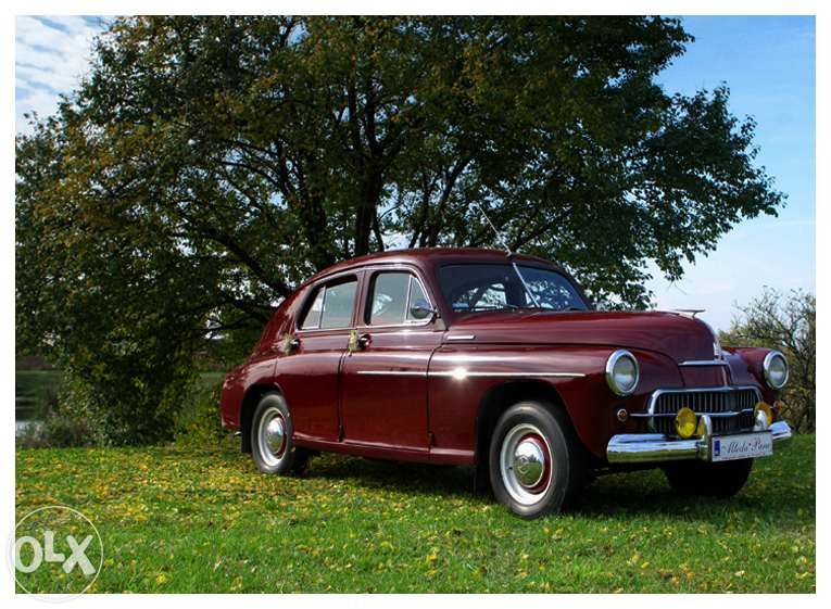 Zabytkowe Auto do Ślubu Warszawa M-20 Bordowa Garbata Wiśniowa