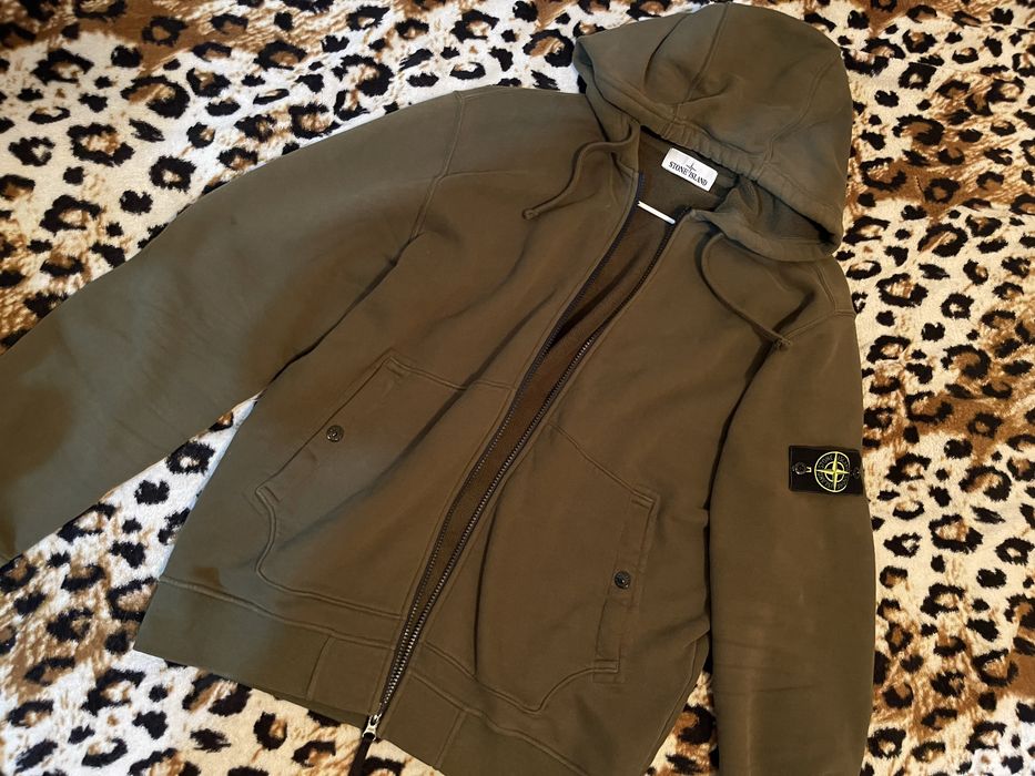 Stone island zipp hoodie хаки