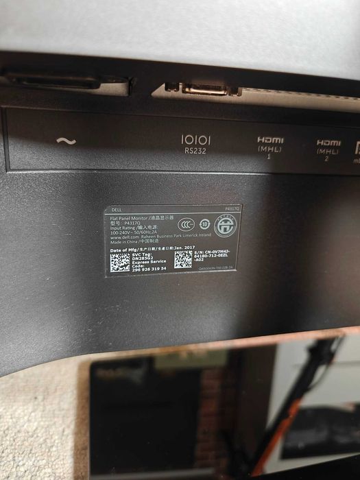 Monitor 43” DELL P4317Q LED IPS ULTRA HD 4K 3840x2160 HDMI DP HUB USB