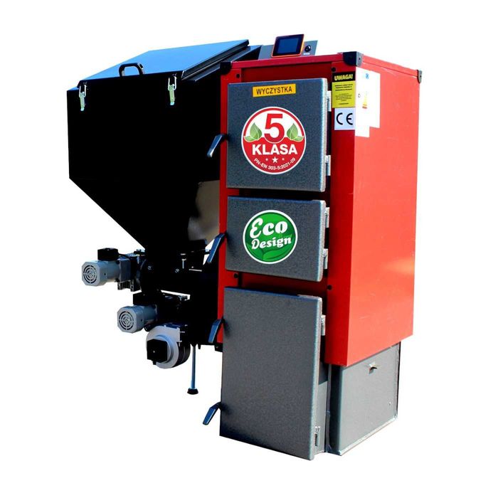KOCIOŁ z podajnikiem na PELLET 15 kW. Piece klasy 5 Ecodesign Pelet