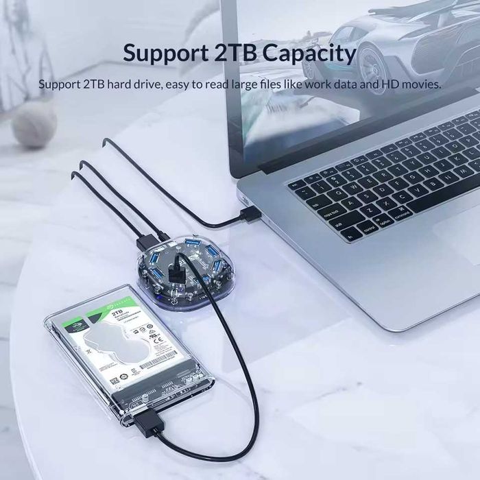 ORICO Transparent Series USB HUB 7 портів USB3.0 з Micro USB.