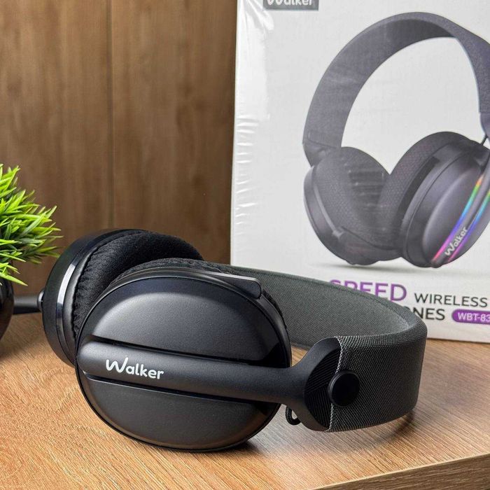 Ігрові Bluetooth навушники WALKER WBT-83 Black з мікрофоном
