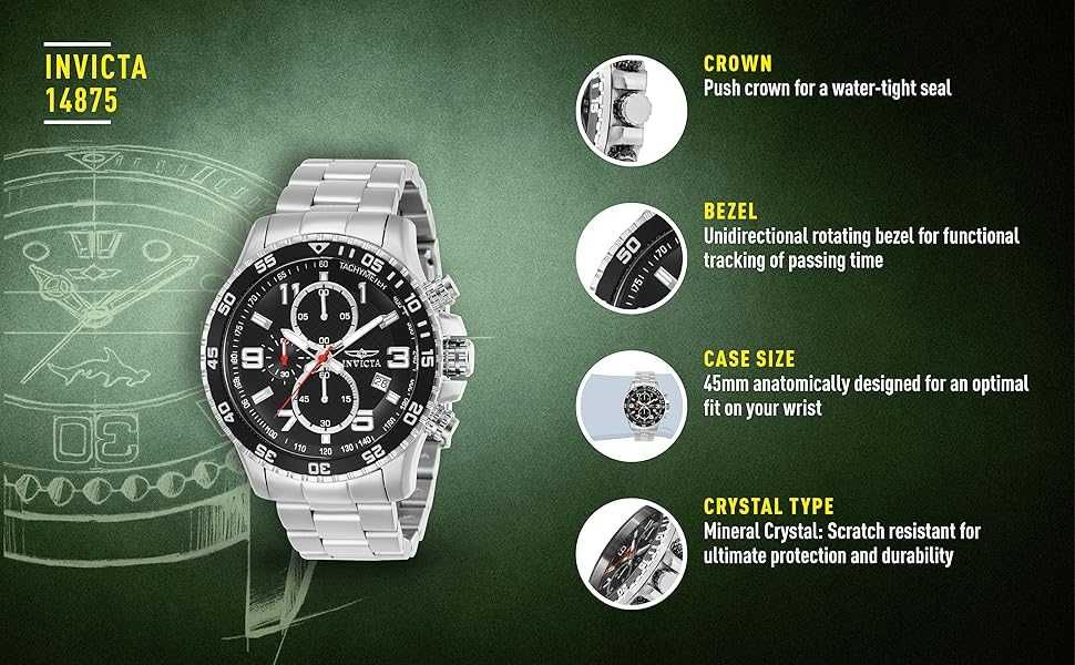 Чоловічий годинник Invicta Specialty 14875 — 45 мм, Японія!