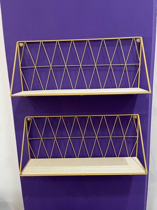 Conjunto de Estantes geométricas 2 douradas e 2 pretas