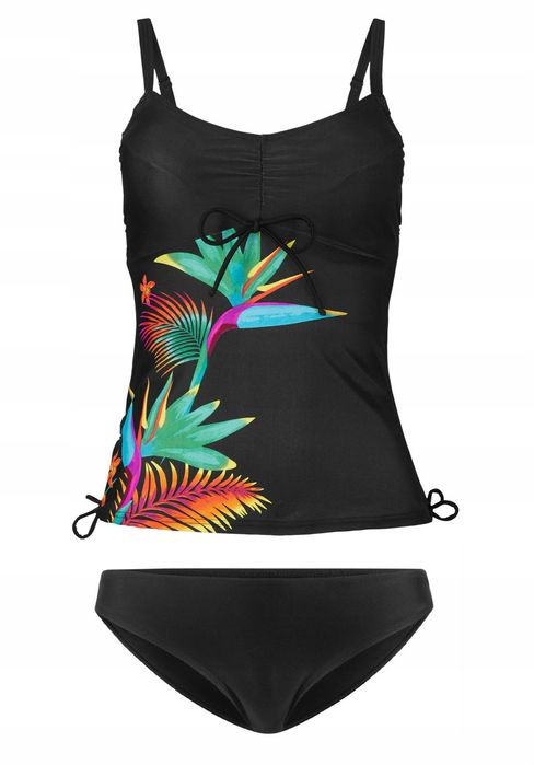 B.P.C tankini czarne w kolorowe wzory r.46(90E)