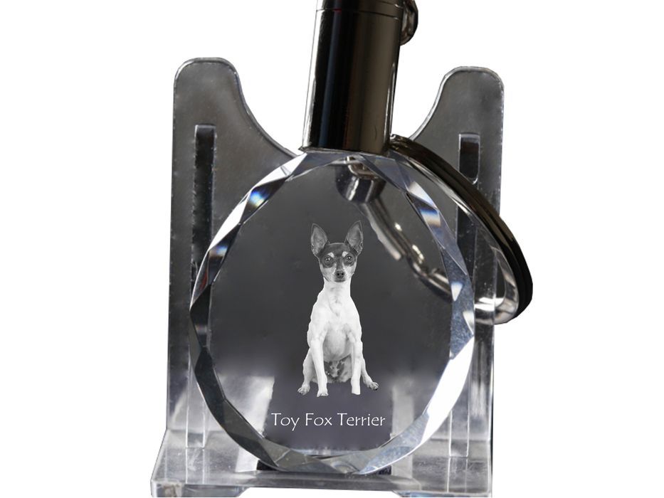 Amerykański toy terrier brelok do kluczy owalny z koniem Art-Dog
