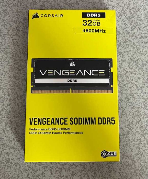 CORSAIR VENGEANCE DDR5 SODIMM 32GB (1x32GB) DDR5 do 4800MHz C40 1.1v Intel XMP iCUE Kompatybilna Pamięć Komputera – Czarny (CMSX32GX5M1A4800C40)