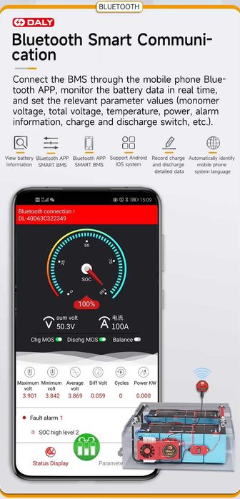 Daly Smart Bms 8s LiFePo4 200A parallel PACK 5A