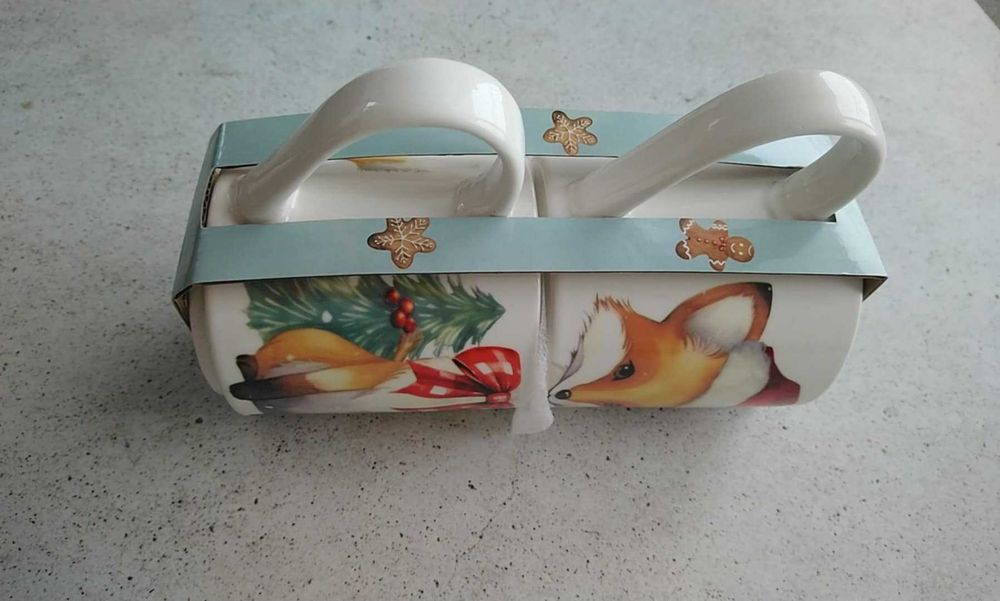 Kubki z lisem świątecznym 2 sztuki