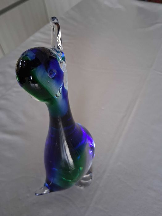 Pássaro em Vidro de Murano Sommerso - Vintage Italiano (Azul e Verde)