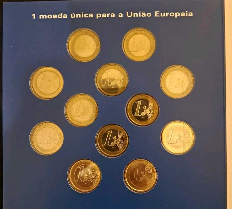 Coleção de 12 Moedas Novas de 1€ dos países fundadores do Euro