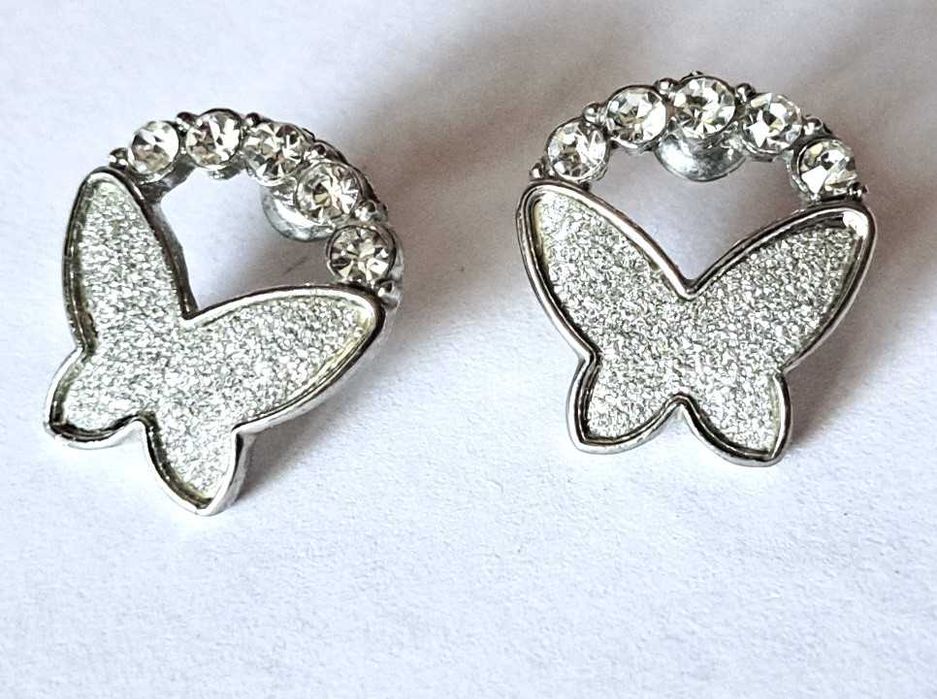 серьги бабочки блестящие