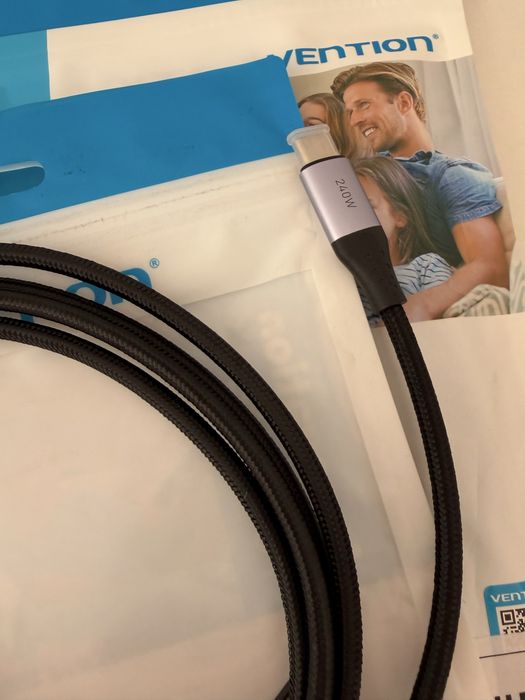 Кабель Vention USB-C to USB-C 240W, 1.5м, новий