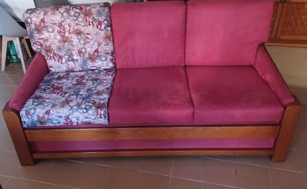 Sofá e 2 Cadeirões em pinho maciço liso e/ou estampado