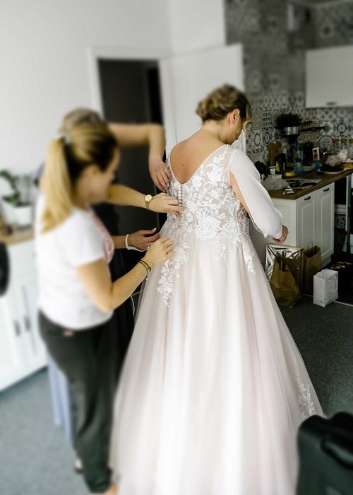 Suknia Ślubna Plus Size pudrowy róż