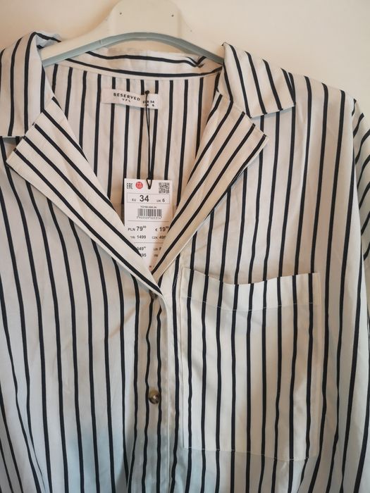 Modna koszula oversize w paski, Reserved, rozmiar 34