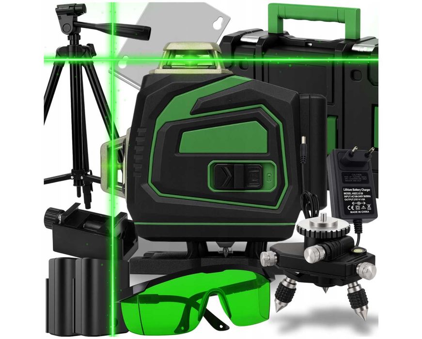 Poziomica Laserowa 4D Płaszczyznowa 360 Laser Krzyżowy + Statyw
