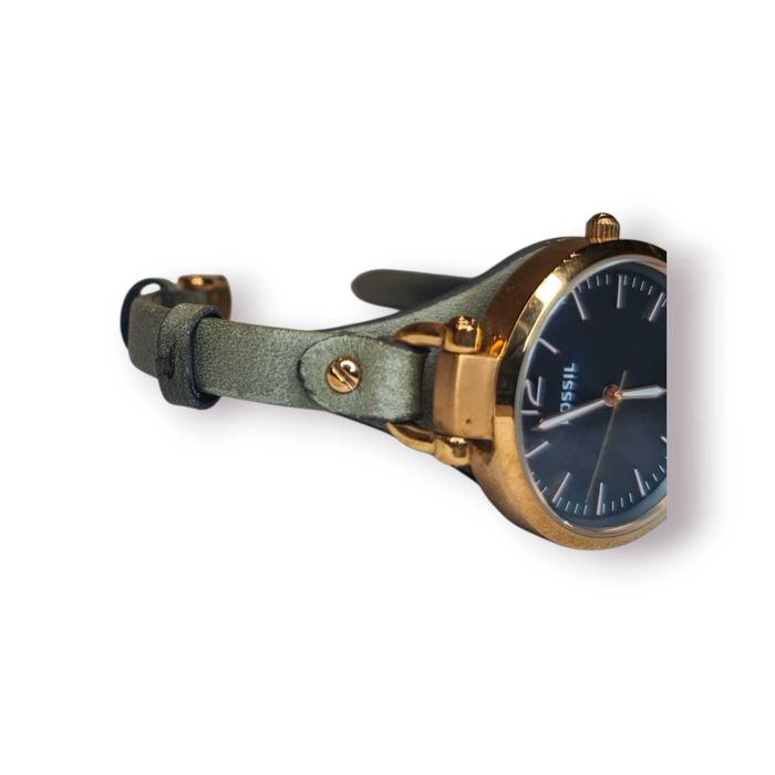 Relógio Feminino FOSSIL–Mostrador Preto+Caixa Dourada|Pulseira em Pele