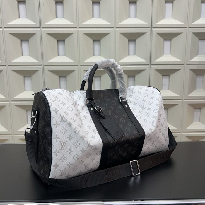 Louis Vuitton Keepall сумка мужская спортивная белая с черным дорожная