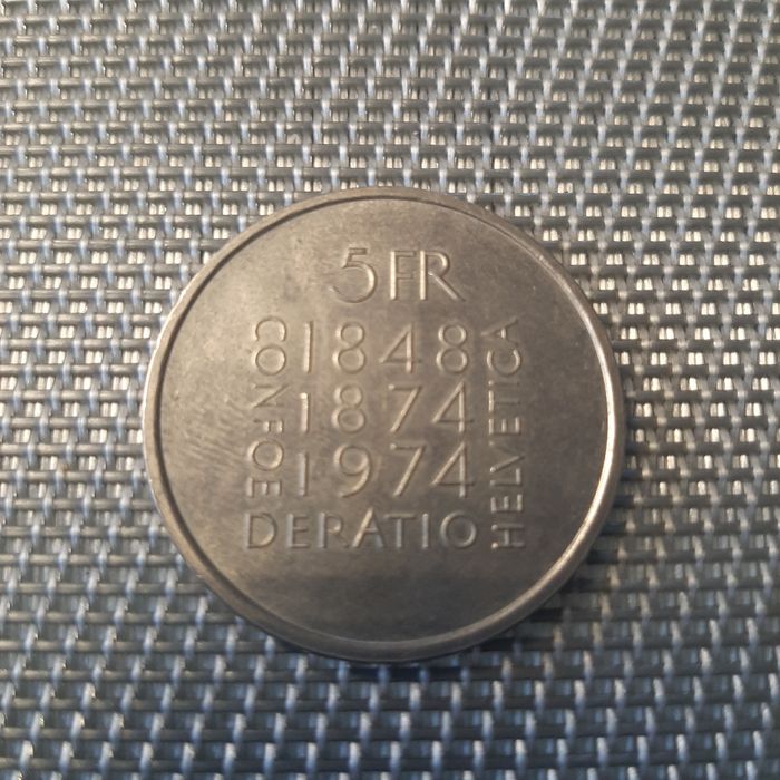 Moneta szwajcaria 5 franków 1974