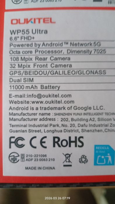 Smartfon Oukitel WP55 Ultra 12 Gb Ram