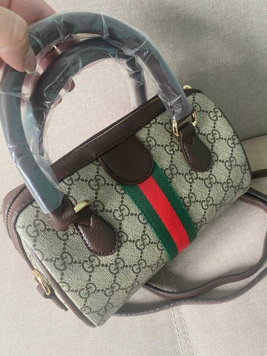 сумка в стилі Gucci Ophidia GG Small Boston Bag канва