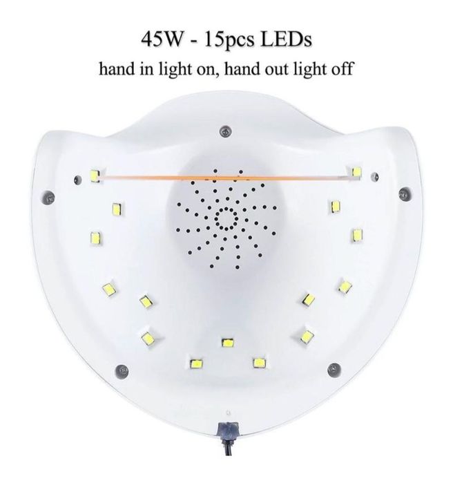 USB UV LED лампа для манікюру гелю гель-лаків біла працює без світла