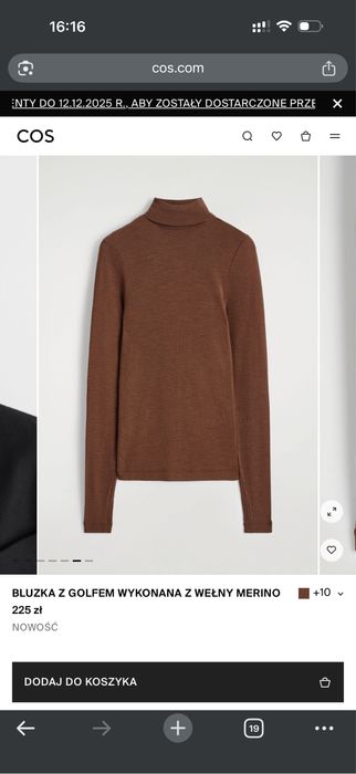 Коричневий гольф лонгслів cos з вовни мериноса - розмір м