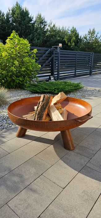 Palenisko ogrodowe Corten na nóżkach 70cm blacha 3mm grill + Gratis