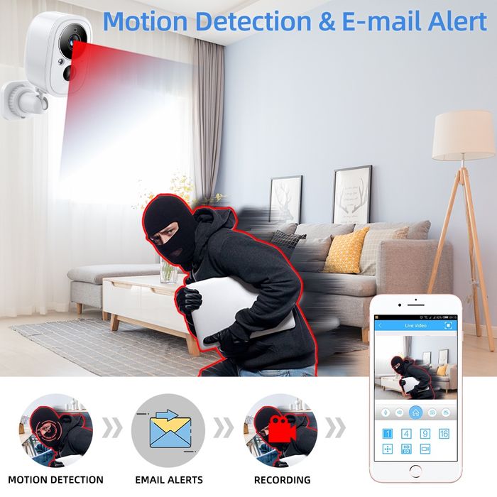 Câmera de Vigilância, 5MP, bateria imbutida, painel Solar, IP