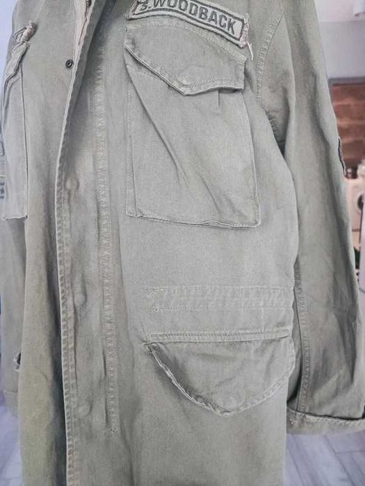 Damska parka khaki militarna Pull and Bear L, kurtka damska z kapturem