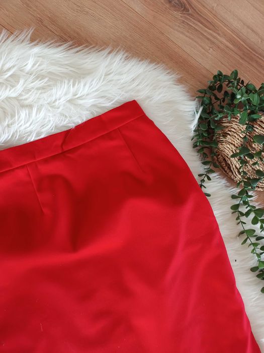czerwona elegancka spódnica 36S 38M stara retro vintage midi klasyczna
