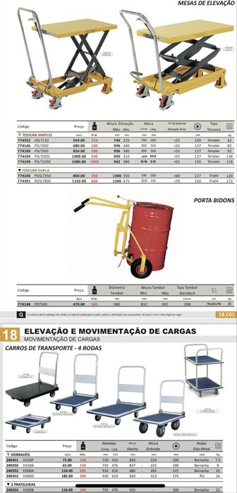Carros de transporte/ mesas de elevacao