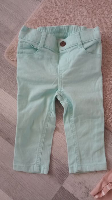 Jeansy getry kapelusz haft zestaw na dziewczynkę ok 62-68cm