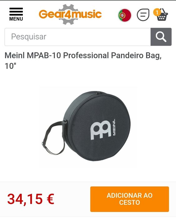 Meinl MPAB-10 Professional Pandeiro Bag, 10''