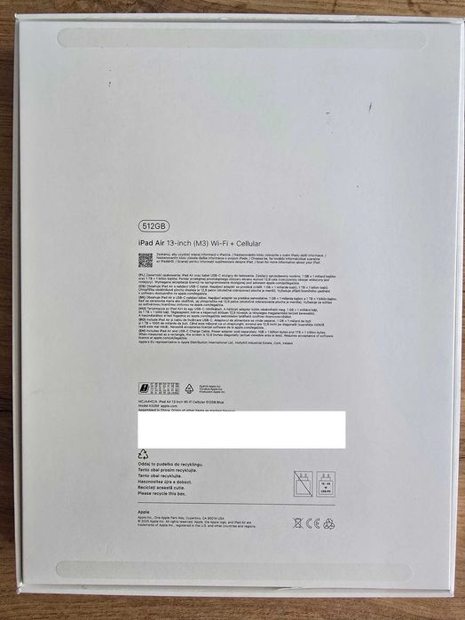 Apple iPad Air 13" M3 512 GB Wi-Fi + Cellular Niebieski