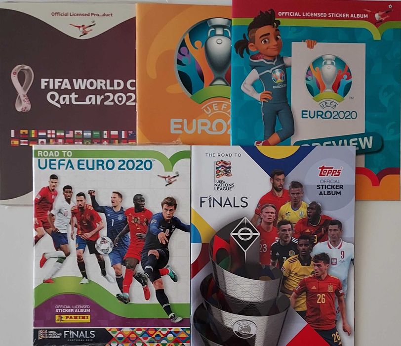Cadernetas vazias cromos futebol Panini Topps Mundial Euro etc.