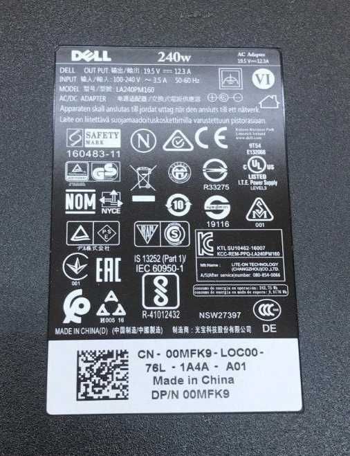 zasilacz ładowarka Dell 240W 7.4mm 3pin Vostro/Lat/Studio/Prec/Insp