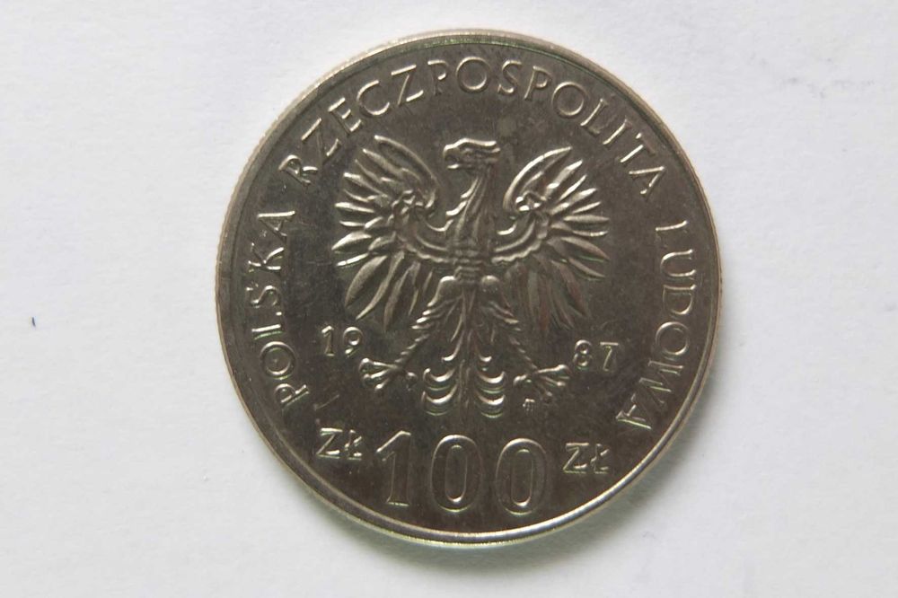 Moneta z PRL 100 zł Kazimierz Wielki z 1987