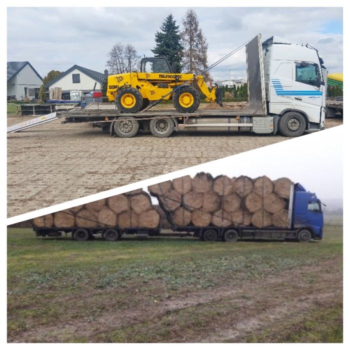 Transport ciągników  maszyn słomy siana bel  laweta koparek traktorów