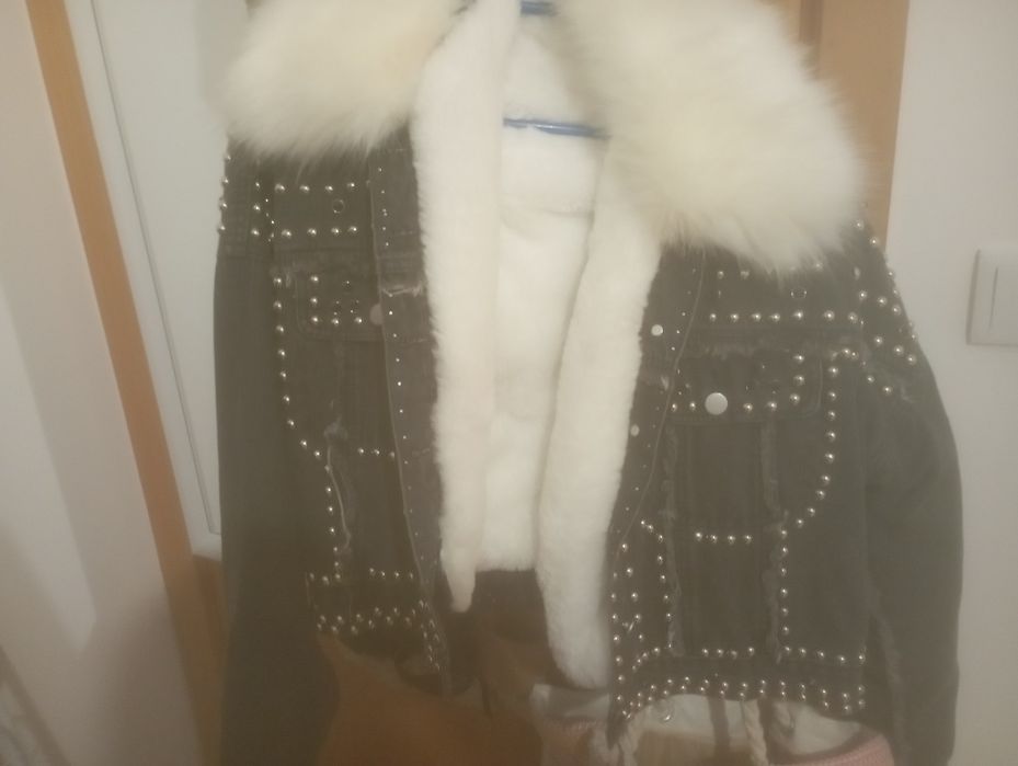 Casaca de ganga oversize com brilhos