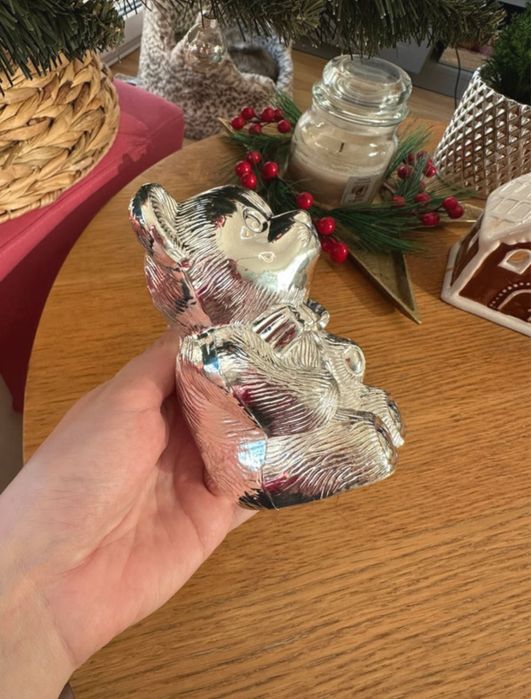 skarbonka Teddy Bear silverplated H.Samuel srebrzona moneybox miś